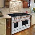 thumbnail image 4 of Akicon 48" Slide-in Freestanding Professional Style Gas Range with 6.7 cu. ft. Oven, 8 Burners, Convection Fan, Cast Iron Grates, & Blue Porcelain Oven Interior, White with Copper, 4 of 7