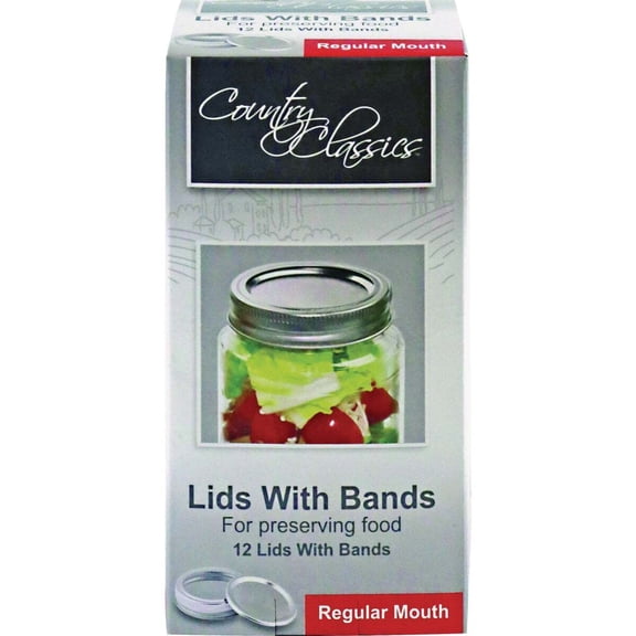 Country Classics Regular Mouth Canning Jar Lids & Bands (12-Count) Pack of 12