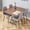 Black,Light Gray,Walnut, variant on Newest Modern 4-Piece Dining Set with Adjustable Lift Table, Walnut Wood Grain MDF Top & White Linen Fabric Chairs, Multi-Functional Table & Chair Set