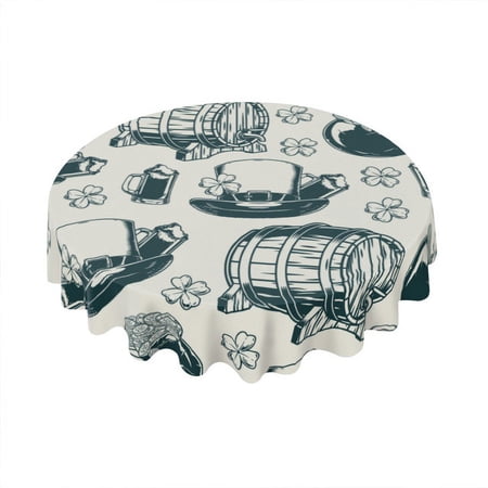Eveokoki Tablecloth Round 60 Inch Saint Patrick Monochrome Table Cloth Farmhouse St Patrick s Day Tablecloth for Kitchen Holiday Picnic Party Dinner Room Outdoor Decor