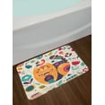 thumbnail image 2 of Paisley Bath Mat, Little Smiling Chubby Cheek Cat Animal with Various Oriental Leaf Flower Artwork, Non-Slip Plush Mat Bathroom Kitchen Laundry Room Decor, 29.5 X 17.5 Inches, Multicolor, Ambesonne, 2 of 2