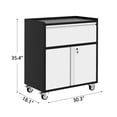 thumbnail image 2 of Armoire à Outils Verrouillable de 36 Pouces sur Roulettes, Coffre de Rangement en Métal Robuste à Roulettes avec Tiroir et Tablettes Ajustables, pour Garage Bureau à Domicile Atelier, Noir+gris, 2 of 7
