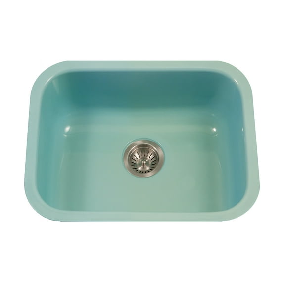 Houzer Porcela 23 in Mint Porcelain Enamel Steel Undermount Single Bowl Kitchen Sink - PCS-2500 MT