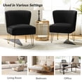 thumbnail image 3 of Velvet Armless Accent Chair Gold Metal Legs Modern Upholstered Single Sofa Living Room Adult Black, 3 of 7