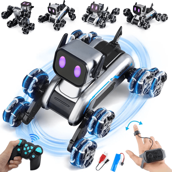 Perro Robot Inteligente Control Remoto Con Reloj Regalos Xtellar plateado