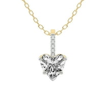 Diamond Pendant Necklace For Women | 3 ct IGI Certified Heart Shape | Lucida Four Prong Lab Diamond Pendant Necklace In 14K Yellow Gold | FG-VS1-VS2 Quality Friendly Diamonds