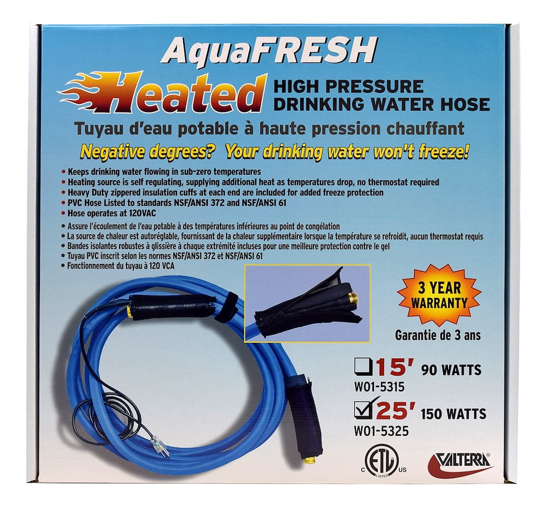 Valterra W01-5325 Heated Fresh Water Hose - 25', Blue