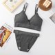 thumbnail image 5 of Conjunto de lencería sin aros para mujer, Sujetador de algodón, bragas de cintura baja, Bralette de realce, ropa interior suave, 5 of 5