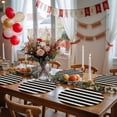 thumbnail image 5 of Black Beige Striped Round 13 Inch Placemats Set of 8, Vintage Geometric Line Simple HeatResistant Non Slip Place Mats for Dining Table, Wipeable Braided Kitchen Table Mats for Housewarming, 5 of 9