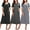 BlackGrayStripes, variant on 3 Pack Long Nightgowns for Women Short Sleeve Sleepwear V Neck Sleep Shirt Loungewear with Pockets
