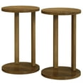 thumbnail image 5 of Demi Bonn 25" Round End Table, Two-Level Wooden, Perfect for Living Room, End Table with Storage, Stylish & Functional, Brown, 5 of 6