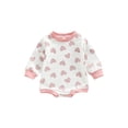 thumbnail image 1 of Faithtur Barboteuse pour Bébé Fille, Manches Longues Imprimé Cœur Col Rond Décontracté Automne Printemps Combinaison Courte, 1 of 8