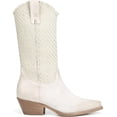 thumbnail image 3 of Sam Edelman Brenda Off White Stacked Heel Pointy Toe Woven Mid-Calf Western Boot (Off White, 5), 3 of 4