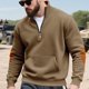 thumbnail image 4 of pstuiky manga larga para hombre, Blusa/camisa informal y moderna de color liso con cuello alto, manga larga y bolsillo con cremallera para hombre top de hombre xl, 4 of 8