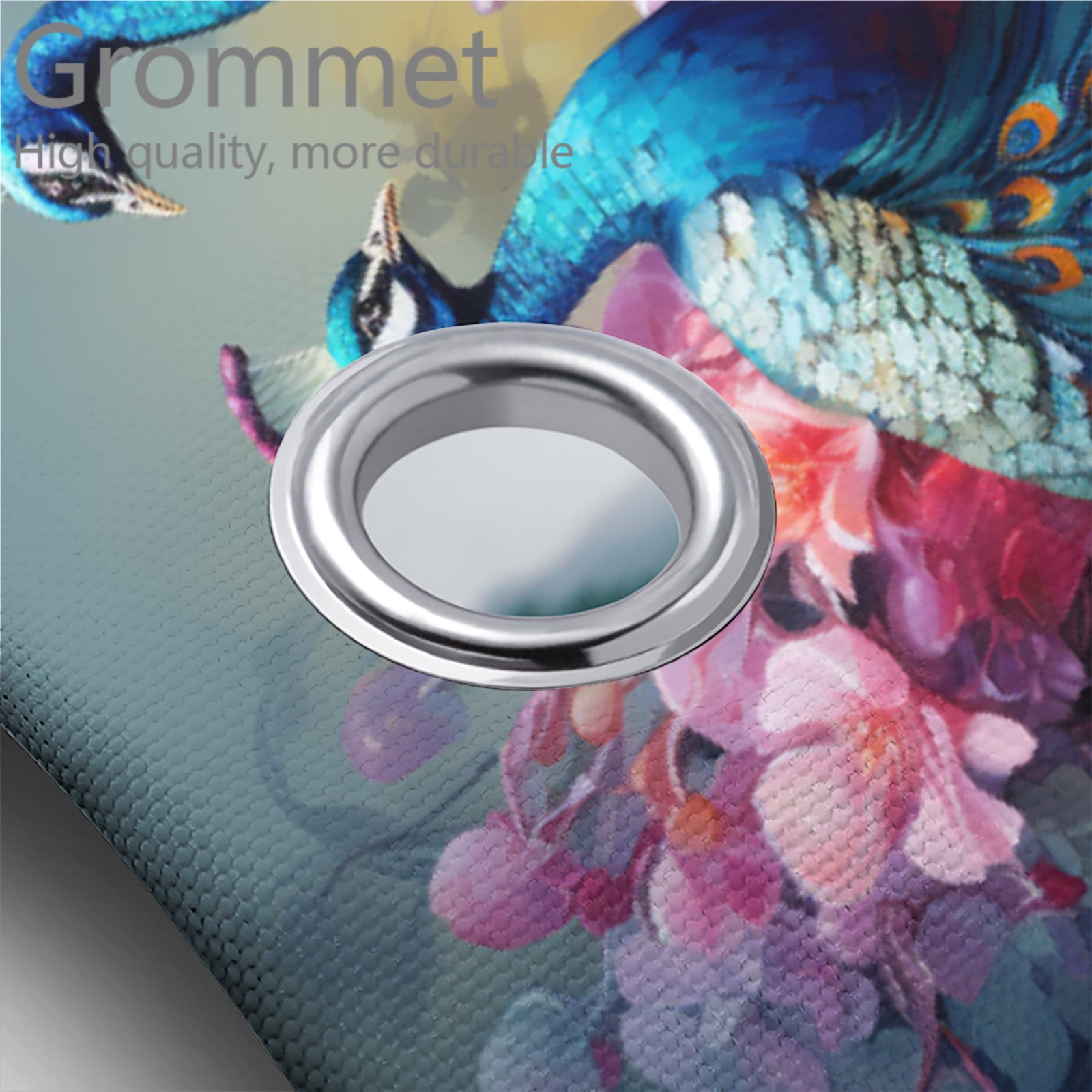Peacock Shower Curtain Set with Rugs Blue Beautiful Bird Flower Plant Watercolor Bathroom Decor Bath Curtain with Rugs Toilet Lid Cover Bath Mat, 72x72 Inch