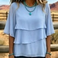 thumbnail image 5 of Enjoytime Casual Tops for Women Crew Neck Ruffle Half Sleeve Shirts Flowy Lightweight Loose Plus Size Womens Clothing, 5 of 7