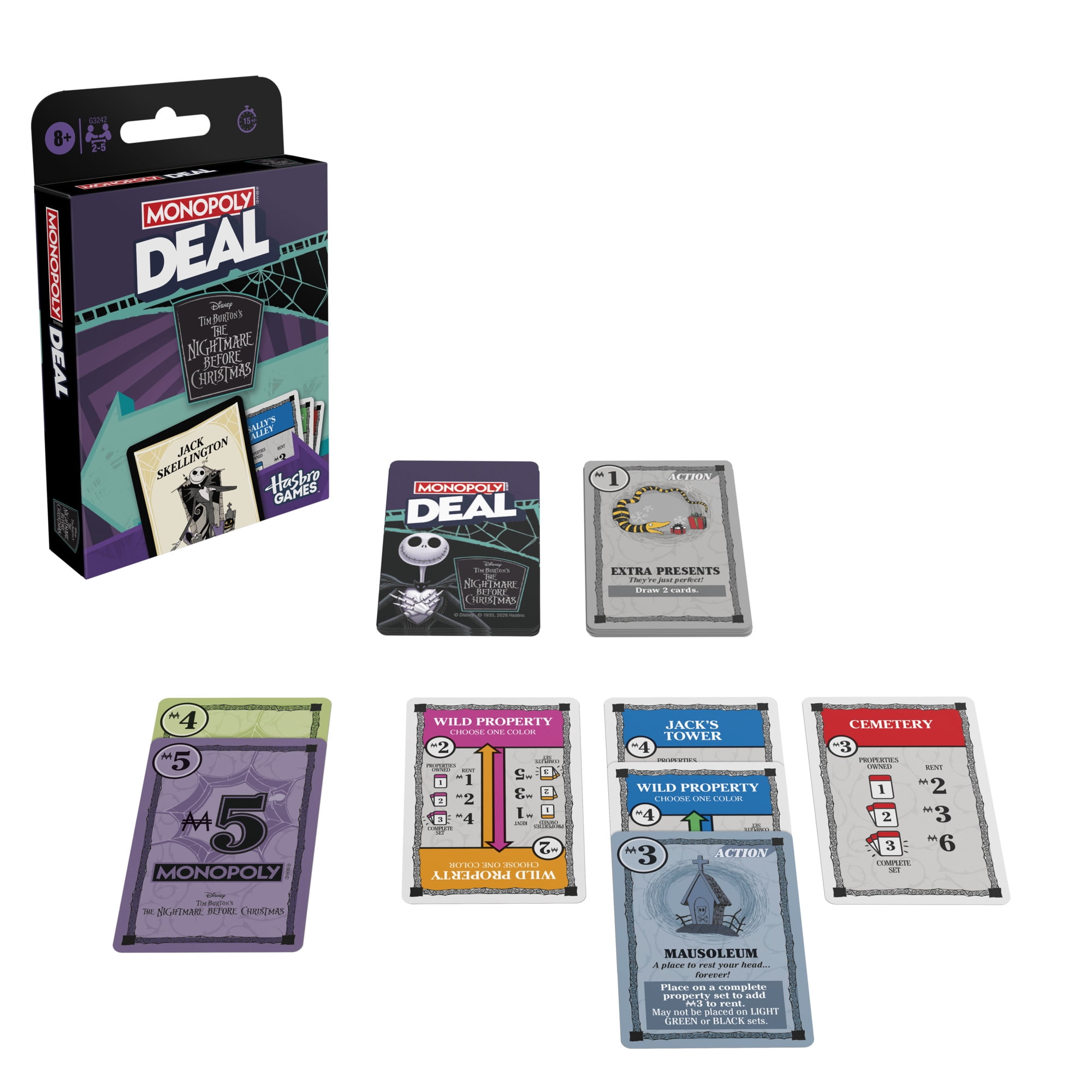 Monopoly Deal Tim Burton's The Nightmare Before Christmas Card Game, Kids & Adults Ages 8+