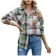 thumbnail image 2 of Abrigo informal de manga larga sin capucha y chaquetas para mujer, moda de primavera, con cuello abatible, panel de bolsillo, camisa a cuadros, abrigo informal de manga larga sin capucha, chaquetas pa, 2 of 7