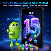 OUKITEL RT3 Plus Rugged Android 15 Tablet, 16GB+128GB 1TB Expandable Waterproof Tablets, 8 Inch HD Display, 1100mAh Battery Industrial Tablet PC, 16MP+8MP, IP68&IP69K, 4G Dual SIM/BT5.0/OTG/NFC