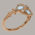 thumbnail image 3 of LBG British Made 9k Rose Gold Synthetic Cubic Zirconia & Natural Aquamarine Womens Engagement Ring - 33 size options - Size 4.75, 3 of 6