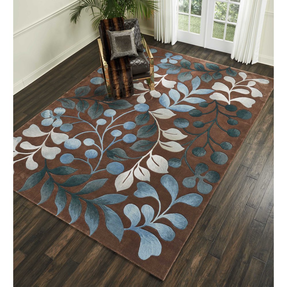 Nourison Contour Botanical Mocha Area Rug, 9' x 12' - Walmart.com
