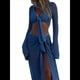 thumbnail image 2 of Conjunto de Bikini de Dos Piezas para Mujer, Estilo Crochet, con Aberturas, para Playa Azul L, 2 of 10