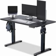 CHITOOMA 48" x 24" Electric Standing Desk with 4 Memory Preset Heights, Height Adjustable Sit Stand up Desk with Headphone Hook for Home Office, Black