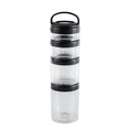thumbnail image 1 of 4X Stackable Snack Containers for Kids and Adult, 4 Stackable Snack Cups for School and Travel Transparent Black, 1 of 4