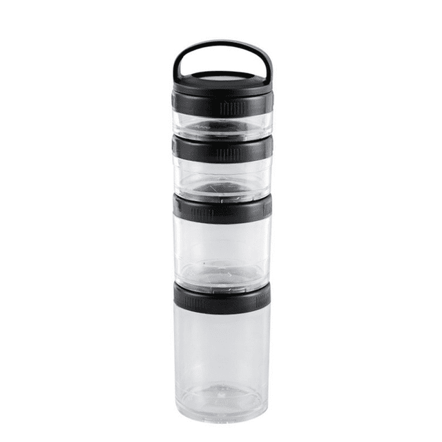 4X Stackable Snack Containers for Kids and Adult, 4 Stackable Snack Cups for School and Travel Transparent Black