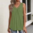 thumbnail image 5 of Womens Tank Tops Loose Fit V Neck Ruched Sleeveless Tops Casual Basic Banded Shirts #01Army Green 2XL, 5 of 6