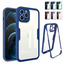 Allytech Fit for iPhone 7 Plus/ iPhone 8 Plus Transparent Case with Built-in Screen Protector, Full Body Rugged Soft TPU Bumper   Acrylic Back   Clear Screen Protector Case for iPhone 8 Plus, Blue