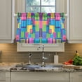 thumbnail image 2 of Yayeee Kitchen Curtains Tier Pair Light Filtering 27"x36" Rod Pocket Short Cafe Window Panel, Colorful Geometric Pattern, 2 of 7