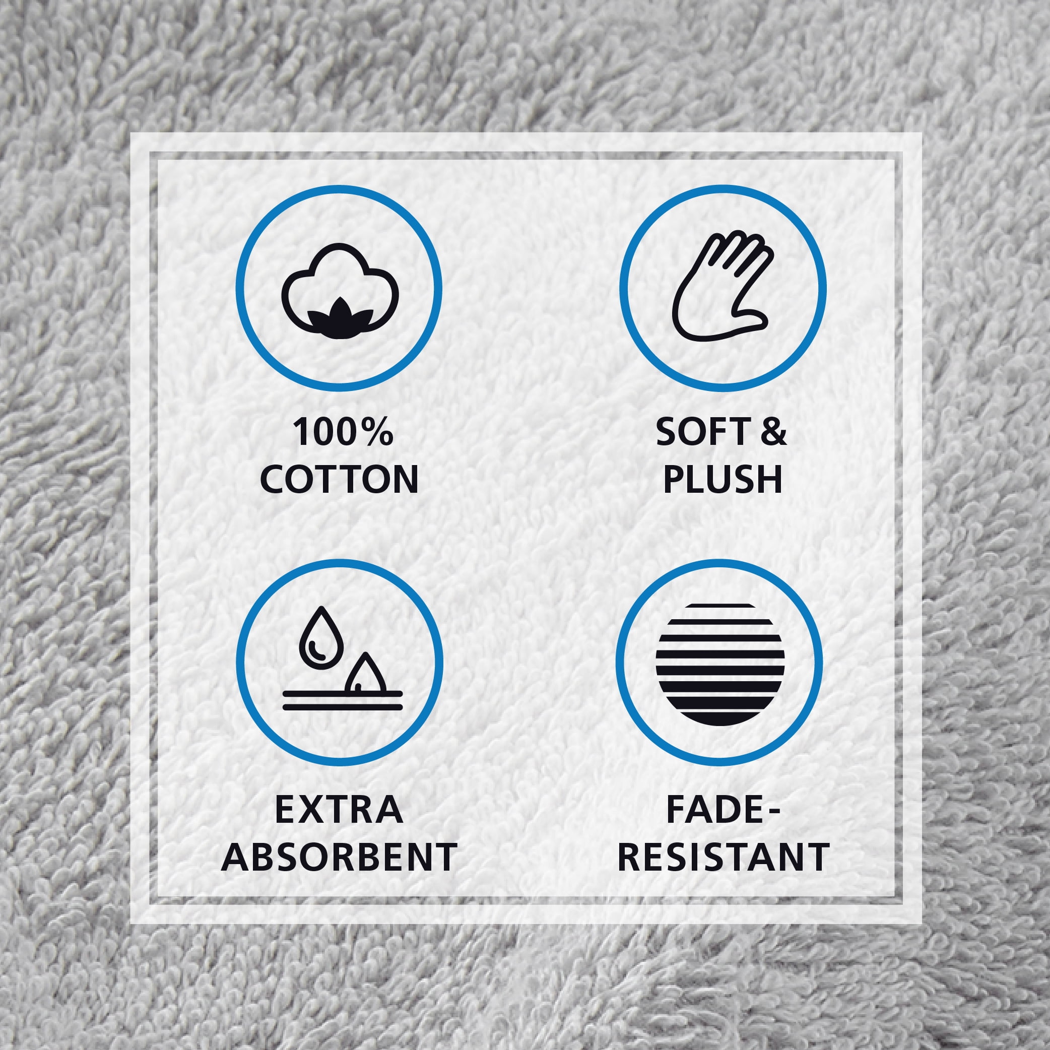 Mainstays Supersoft 100% Cotton 8-Piece Fade Resistant Towel Set, Soft Silver