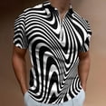 thumbnail image 2 of Black White Linework Men Zipper T-shirt Summer Casual Short Sleeve T-shirt Top, 2 of 7