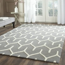 SAFAVIEH Cambridge Mirabelle Geometric Wool Area Rug, Dark Gray/Ivory, 5' x 8'