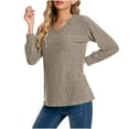 thumbnail image 5 of Yangnuo Womens V-neck Sweaters Womens Comfy Trendy Sweaters Women's Long Sleeved V-neck Groove Brushed Pullover Sweater, 5 of 5