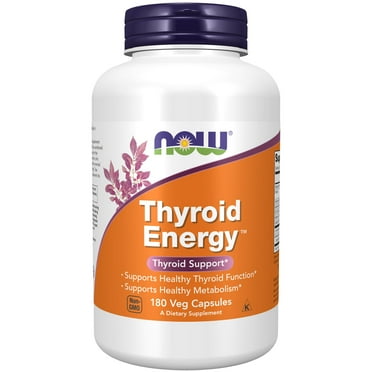 NOW Supplements, Thyroid Energy™, Iodine and Tyrosine plus Selenium, Zinc and Copper, Thyroid Support*, 180 Veg Capsules