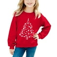 thumbnail image 4 of Tfken Christmas Tops For Girls Toddler Crew Neck Long Sleeve Christmas Tree Print Pullover T-Shirts Winter Relaxed Tee Red Size 3-4 Years, 4 of 4