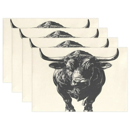 

Ryvnso Placemats Set of 4 Cow Dining Mats Heat-Resistant Non-Slip Washable Table Mat