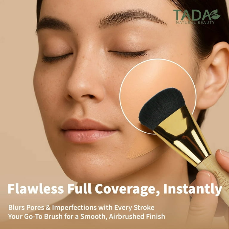 TADA Natural Beauty 2-in-1 Dual Ended Makeup Brush, Kabuki Brush