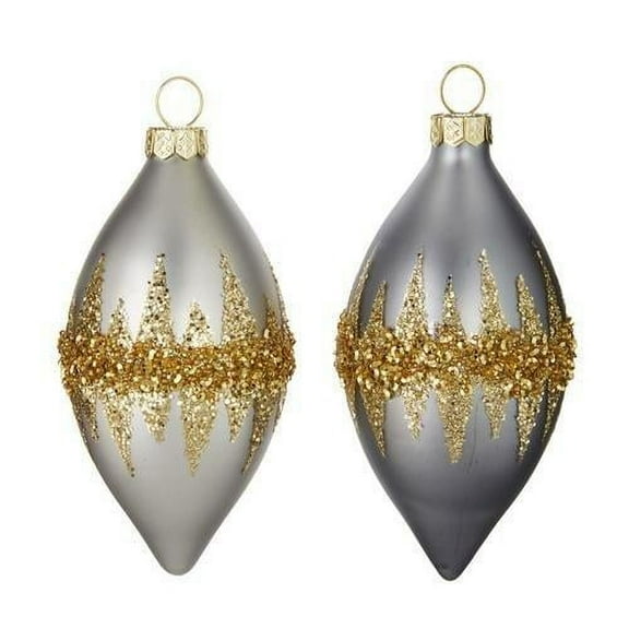 4.5" DOUBLE POINT GOLD GLITTERED ORNAMENT set of 2