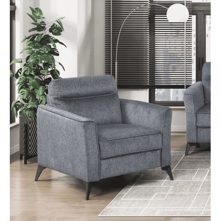 Modern 1-Piece Living Room Chair - Dark Gray Microfiber & Black Metal Legs
