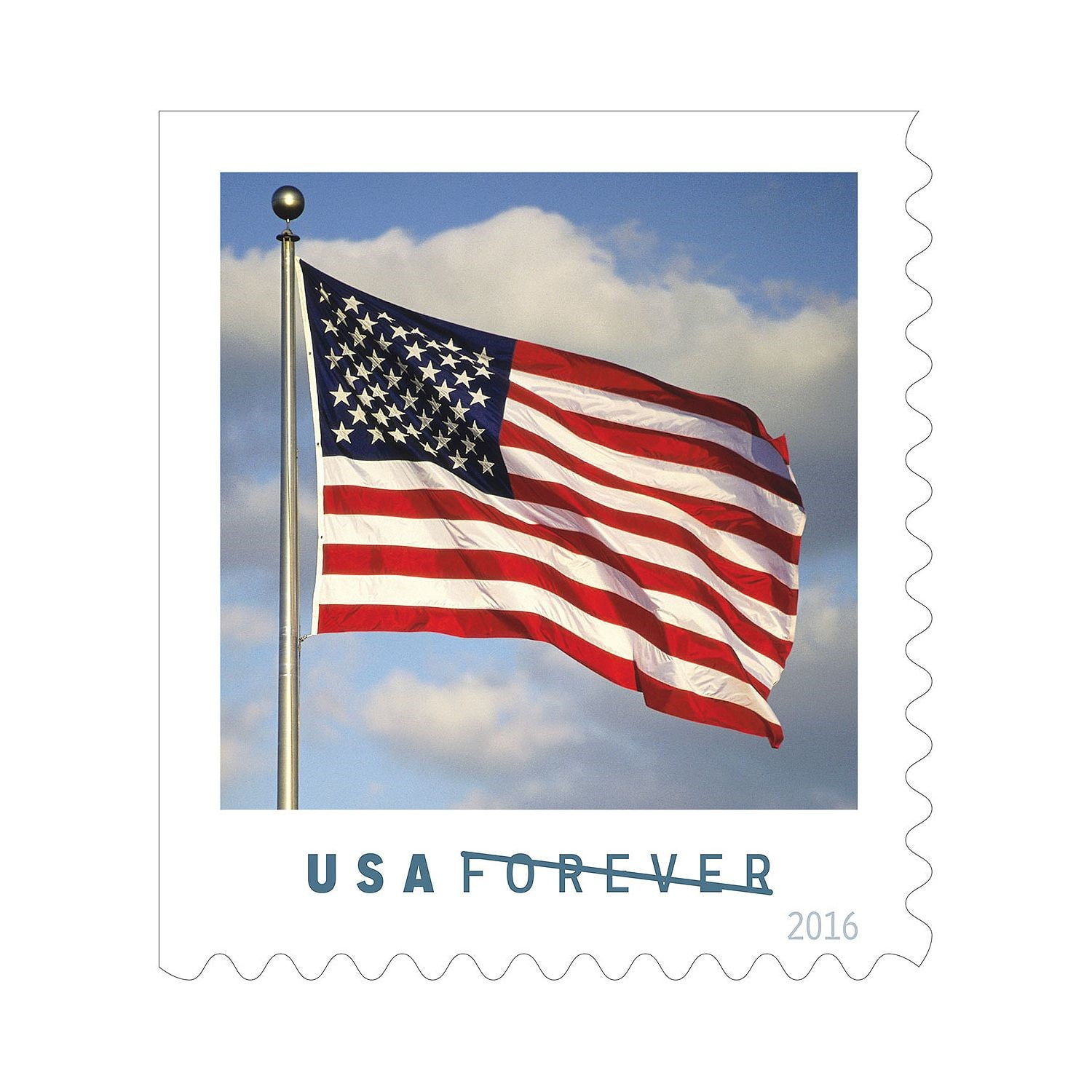 USPS USA Forever First Class Postage Stamps, U.S. Flag Design Coil, 100
