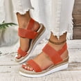thumbnail image 2 of Rotm Block Heels for Women Womens Flat Sandals Arch Support Open Toe Walking Comfy Casual Low Wedge Summer Shoes Orange,6.5, 2 of 6