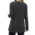 thumbnail image 4 of Long Sleeve Shirts for Women Crew Neck Side Split Solid Color Fashion Knit Tunic Tops Comfy Lightweight Loose Tees, 4 of 6