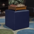 thumbnail image 3 of Regency Upholstered Soft Jean Plush Square Ottoman - Naval Blue, 3 of 3