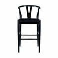 thumbnail image 3 of Wishbone Bar Height Kitchen Stool with Black Finish and Faux Leather Seat, 3 of 6