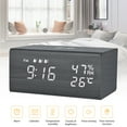 ELECTIME Wooden Digital Alarm Clock with Wireless Charging, Temperature