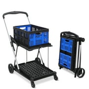 Whizmax Foldable Trolley, Multi-Purpose Mobile Trolley, Shopping Cart & Storage Bin - Platform Truck That Can Withstand 200 Lbs For Home Improvement Kitchen Shopping Carts
