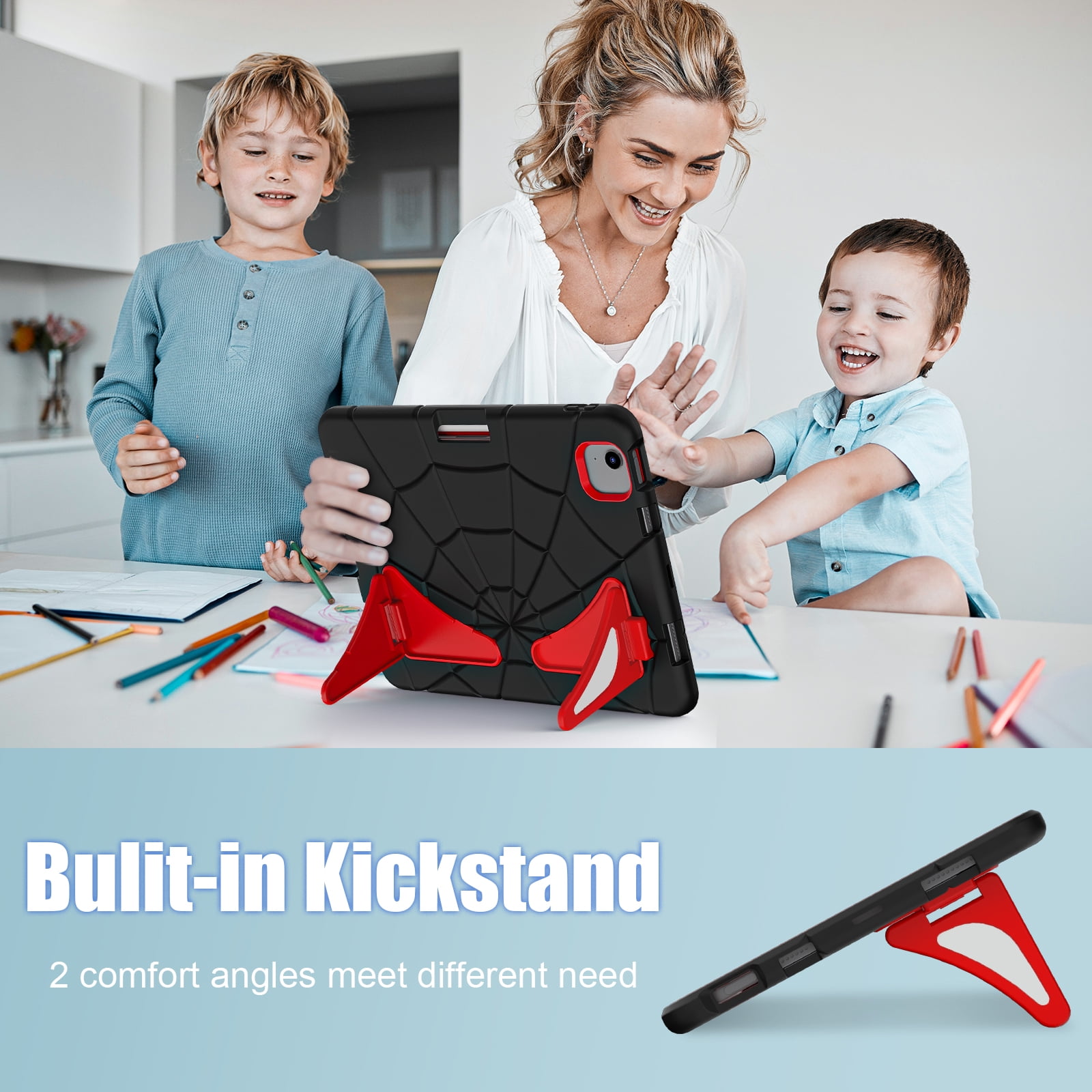 Allytechgroup iPad Air 11 Inch 2026 2025 2024 Case, Cute Stylish Design Kids Friendly Rugged Kickstand Lightweight Silicone PC Case with Pencil Holder for Apple iPad Air 11 Inch M4 M3 M2